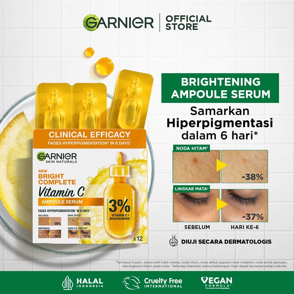 Jual Garnier Bright Complete Vitamin C Ampoule Serum 1 5ML Serum Ampul Shopee Indonesia