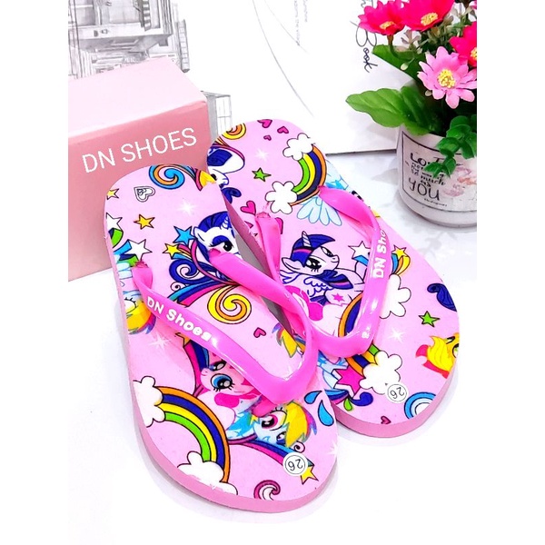 Sandal Jepit Anak Perempuan Murah Kuda poni Rainbow Pink New