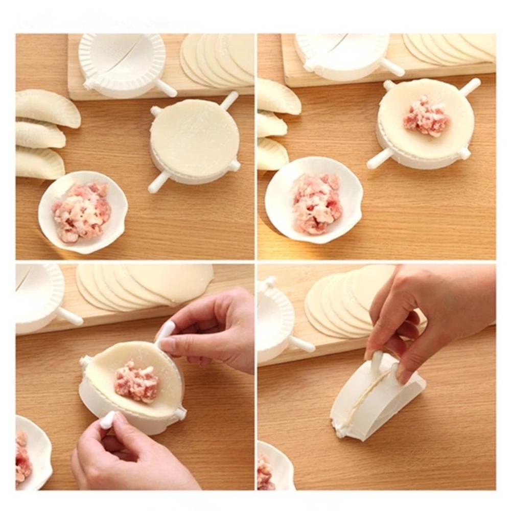 ღ 3 Pcs/set Plastik Pangsit Jamur Tekanan Manual Kulit Pangsit Alat Memasak Kue Makanan Cina Jiaozi Pembuat Pangsit Mesin Dapur aksesoris