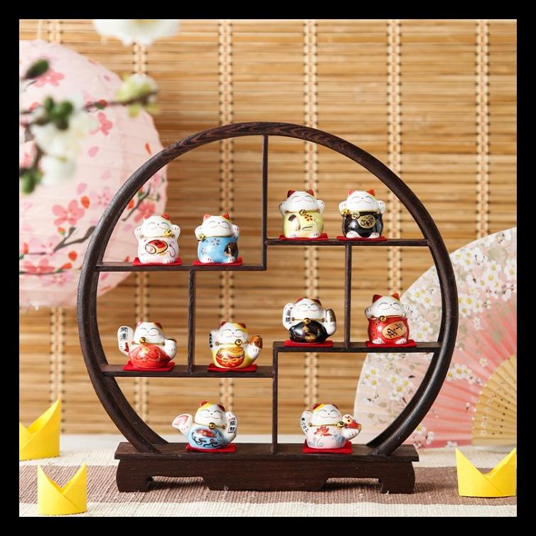 

DEKORASI PAJANGAN LINGKARAN KAYU + 10 SET KUCING HOKI KADO MANEKI NEKO BARU