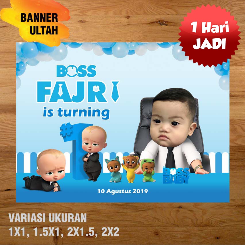 BABY BOSS BANNER ULTAH/ BACKDROP ULTAH / SPANDUK ULANG TAHUN UL-TAH