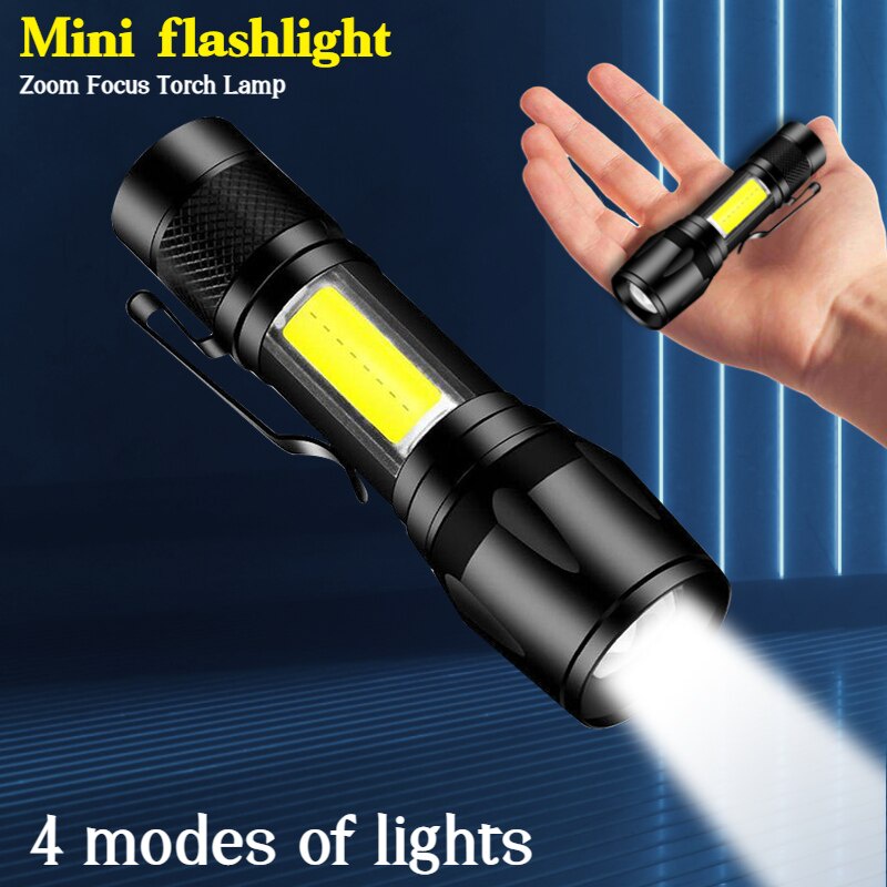 SENTER LED MINI USB SUPERTERANG WATERPROOF LAMPU SENTER LED 3800 LUMENS COB ZOOMABLE