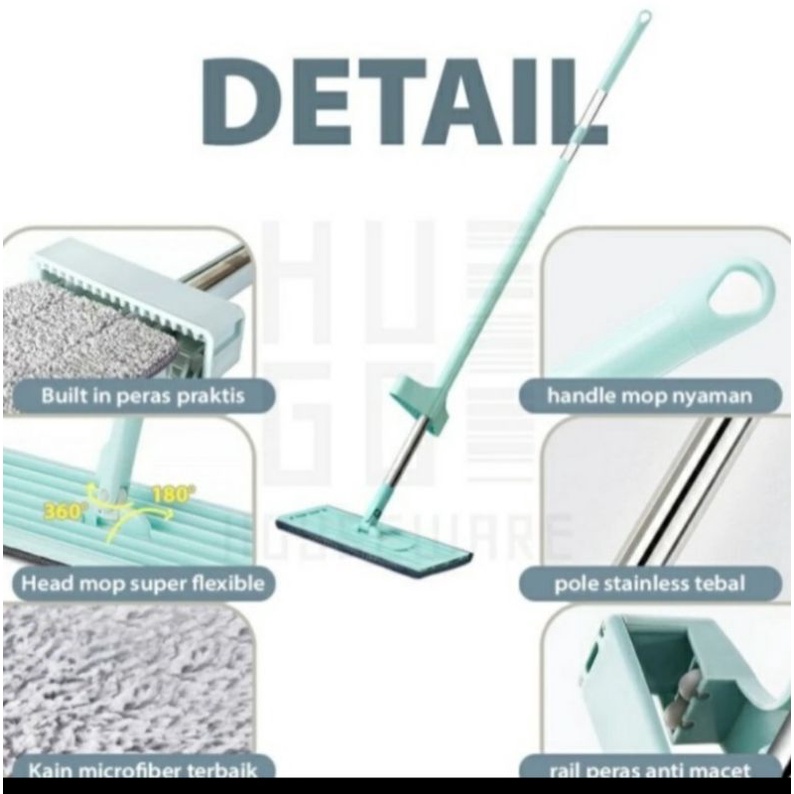 Alat pel lantai otomatis flat mop Alat pel sapu praktis