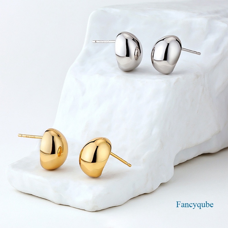 Fancyqube Sederhana Kacang Berbentuk Paduan Tembaga Emas Drop Anting Untuk Wanita Korea Fashion Perhiasan Goth Pesta Gadis Aksesori Yang Tidak Biasa