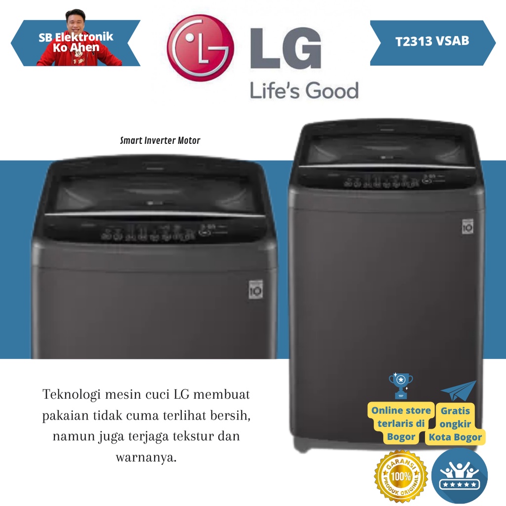 LG T2313VSAB - MESIN CUCI 1 TABUNG LG SMART INVERTER 13 KG