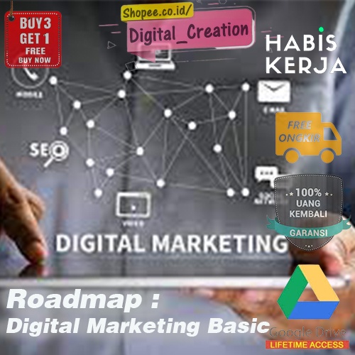 Kursus Roadmap Digital Marketing Basic - Habis Kerja | Untuk Pemula | Digital Strategist | Paket Lengkap | Copywriting | Ads