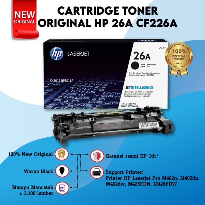 Cartridge Toner Original H 26A CF226A Laserjet Pro M426FDW