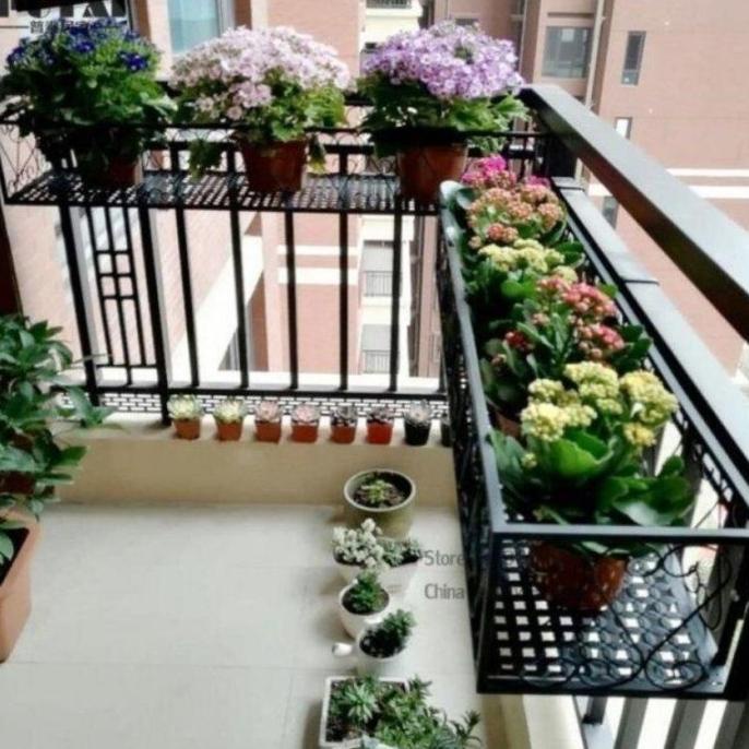 PROMO RAK BUNGA GANTUNG BALKON SPESIAL 1 METER/PANJANG/BESI/RAK ERR84694ER