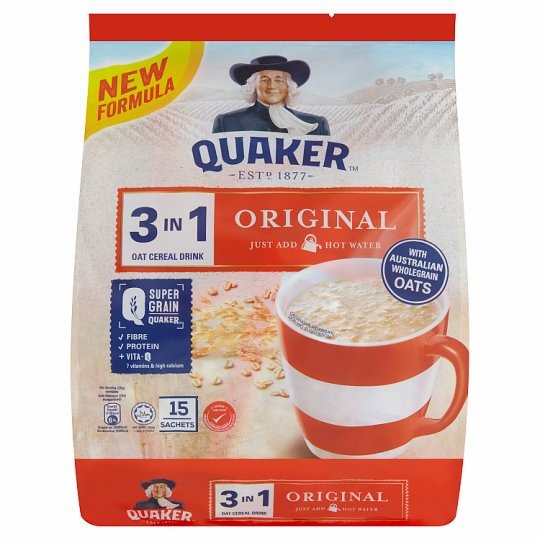 

[NEW] 15pcs Original Quaker 3 in 1 oatmeal oat cereal drink Quakers Malaysia