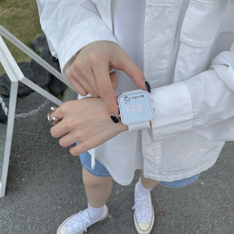 ✅COD [BBS] Jam Tangan Cermin Persegi Wanita / Pria LED Digital Student Couple Trend Elektronik Led Sport Ins Luminous Korea Watches