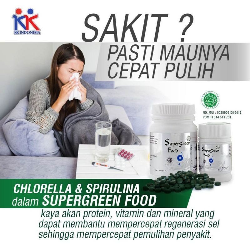 Super Green Food Isi 50 Tablet Suplemen Multivitamin KK Indonesia Padat Gizi Meningkatkan imun Tubuh Herbal Asam Lambung Maag kronis Gerd Asam Lambung