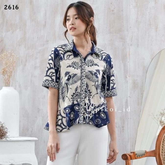 Baju batik murah / atasan batik wanita modern / blouse batik peplum