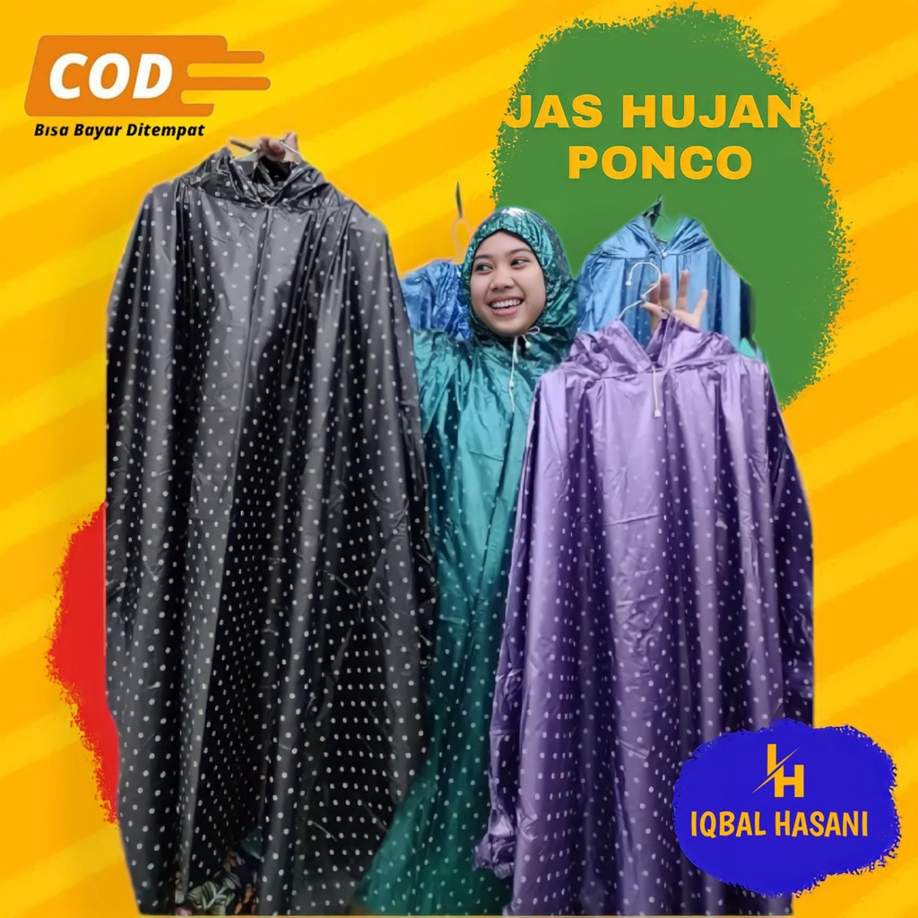 jas hujan ponco tanpa lengan polkadot ponco kelelawar polkadot