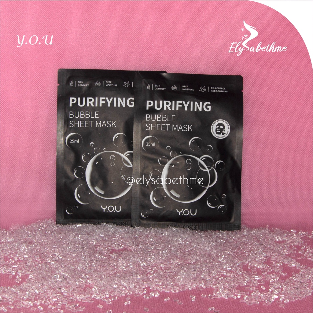✿ELYSABETHME✿ Y.O.U purifying buble sheet mask masker wajah karbon charcoal hitam untuk angkat komedo dan sel kulit mati daki