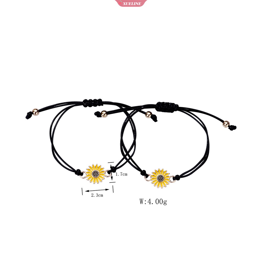 2 Pc Bunga Matahari Gelang Daisy Adjustable Anyaman Gelang Wanita Bangle Vintage Perhiasan Pasangan Gelang Persahabatan Keberuntungan Grosir [ZXL]