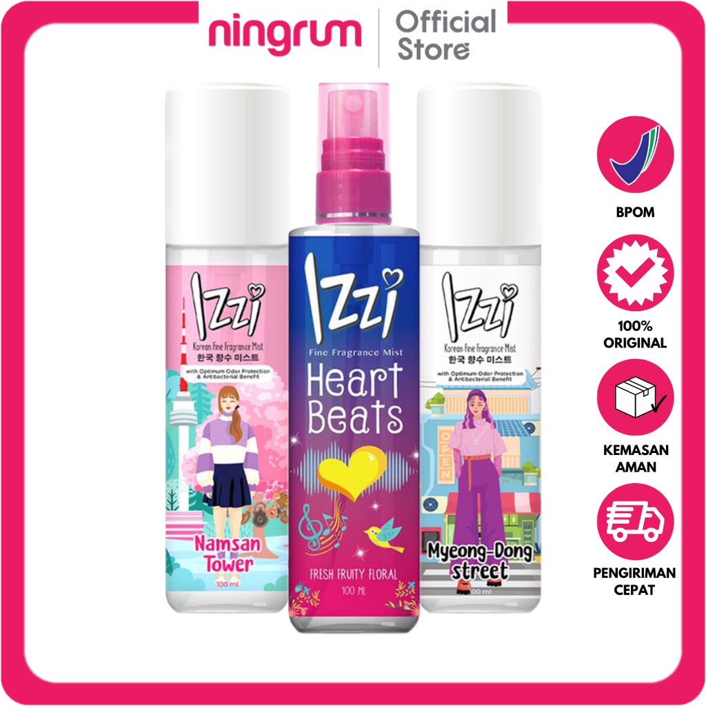 Ningrum - IZZI Fine Fragrance Mist Korean Mist Cologne 100ml | Myeong Dong Street / Namsan Tower / Heart Beats | Parfume Wanita Spray Cologne Original BPOM Korean Series - 7806