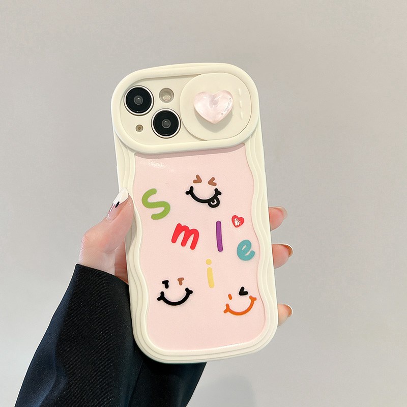 INS Smile Love Doll Push The Window Cover Soft Case iP iPhone 11 12 13 14 Pro Max + Plus Wavy Casing Apple