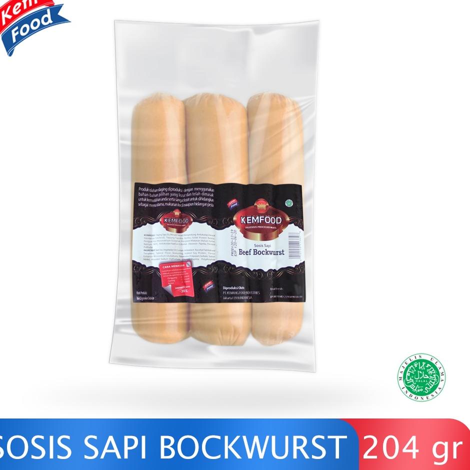 

【MEGA SALE】 Kemfood Beef Bockwurst - Sosis Sapi Jumbo 204 gr