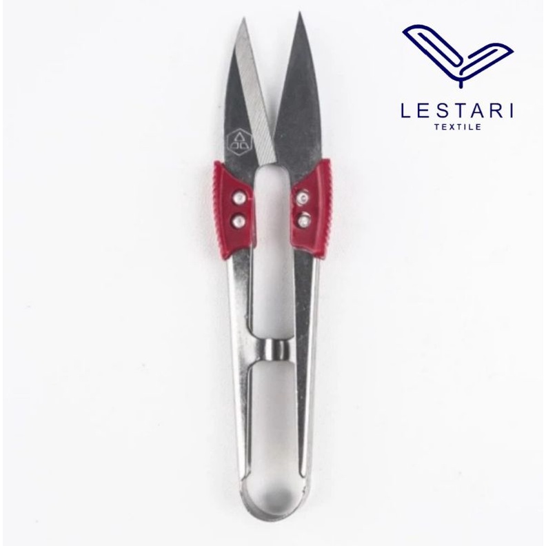 Gunting cekris benang pin Stainless merah