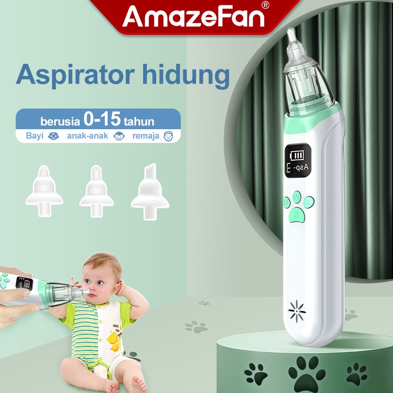 AmazeFan penyedot ingus bayi elektrik aspirator hidung bayi safe alat sedot ingus bayi 3 tingkat yang dapat diatur ＆ musik penenang anak baby nose cleaner untuk flu dan batuk Bahan silikon makanan, usia 0-12 tahun tingkat kebisingan rendah penyedot ingus