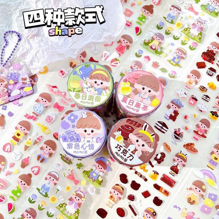 

[randomstuff] Sticker 2d Roll 3 Meter Motif Cartoon Colorful Unik Roll Tape Scrapbook DIY Stationary Stiker Anti Air Kit Book Journal Decoration Kartun Jepang Dekorasi DIY Stiker Gulung Isi Banyak Korean Style Tempelan Peel Off Buku Gelas