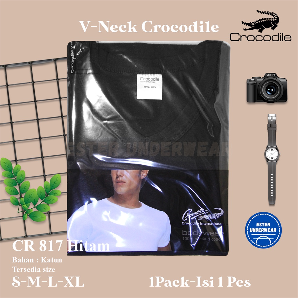 Kaos Dalam Pria CROCODILE CR 817 AW Hitam Isi 1 Pcs