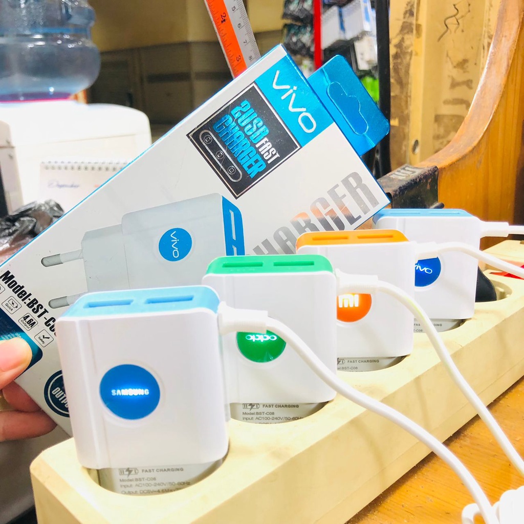 PROMO Travel Charger 2 USB Fast Charger Output 4.6A all brand Vooc BST-C08 BY.SULTAN