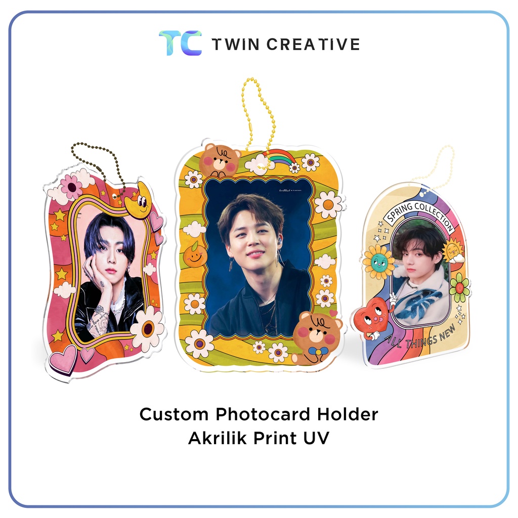 Custom Bentuk Poca Frame Bingkai Foto Deco ID Card Toploader - Photocard Holder Akrilik Print UV