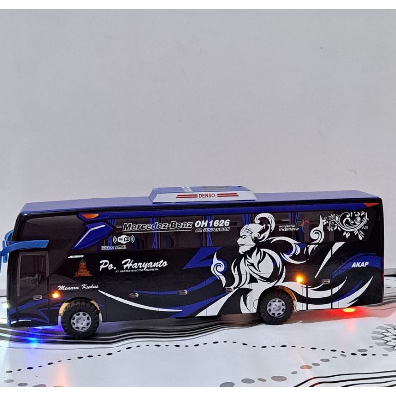 miniatur bus haryanto BIMA BIRU PLUS LAMPU