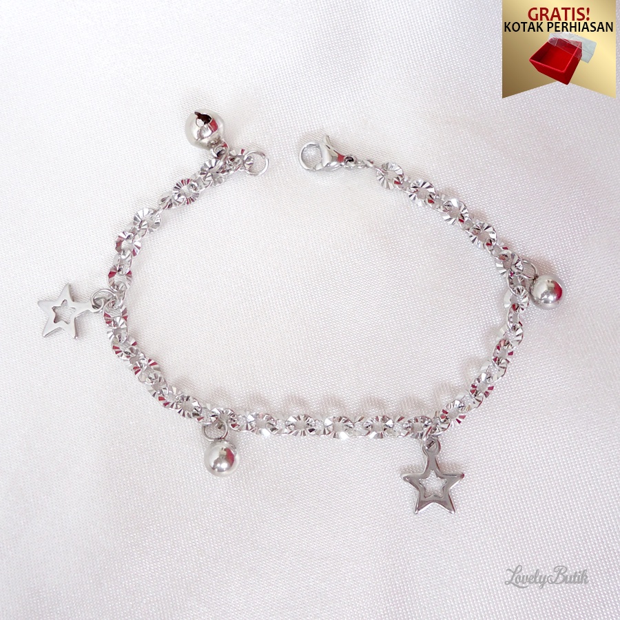 Gelang Tangan Titanium Anti Karat dan Luntur V3na Gelang Korea Wanita  Dewasa Anak Anak Model Rantai Nori Donat Mainan Bintang Stars Kekinian BONUS KOTAK PERHIASAN - Lovelybutik