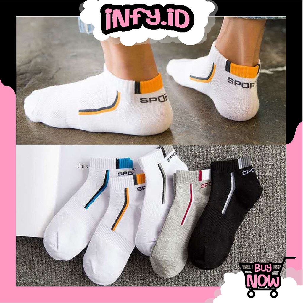 INFY - Kaoskaki Sport Motif Garis Kaoskaki Pria Olahraga Pendek Semata Kaki Import Murah KK009