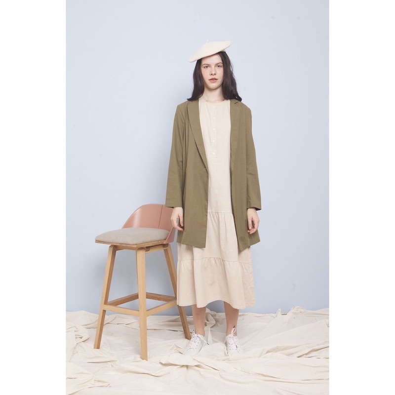 Kalina Blazer Olive Merche Outer Coat Pakaian Wanita