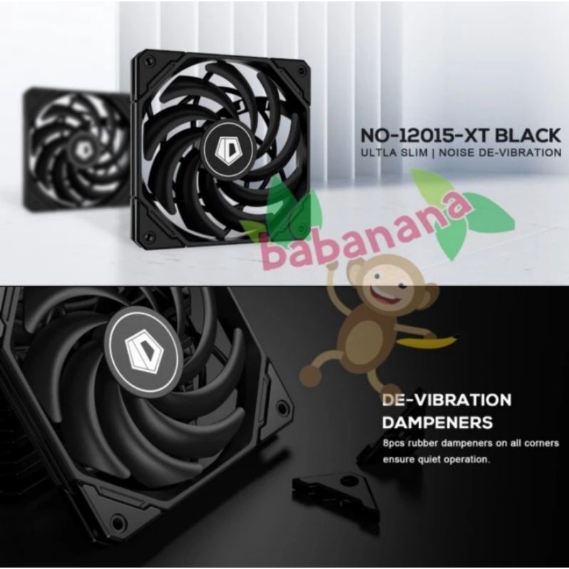 FAN ID COOLING 120MM NO-12015-XT BLACK PWM 4 PIN CASING PC KIPAS 4PIN SLIM