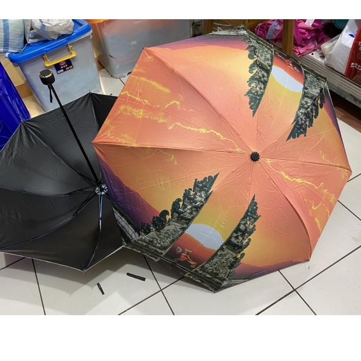 Serba Unik Obral Murah payung Lipat 8Jari Bahan Lapis Hitam anti UV