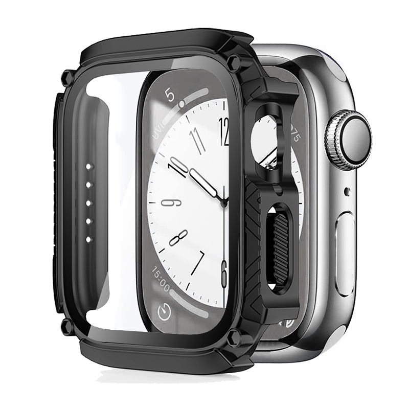 Untuk Apple Watch Case 44mm 45mm Tempered Glass Pelindung Layar Case Untuk iWatch SE 8 7 6 SE 5 4 40mm 41mm Tahan Air Cover Bumper