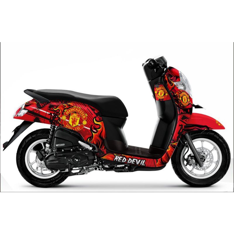 Decal stiker scoopy edisi bola Mancester united merah fullbody