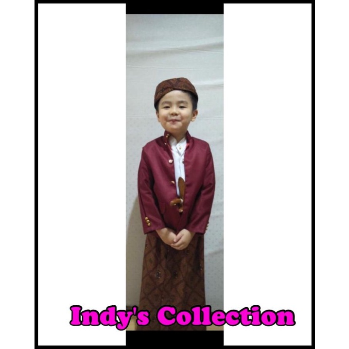 Promo Sewa Baju Adat Jawa Blankon Maroon Anak Lakj