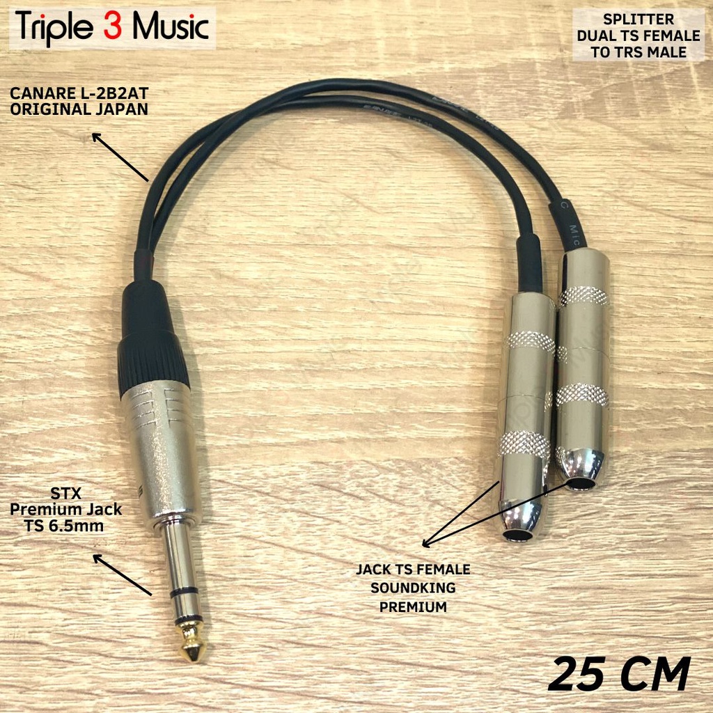 Canare Splitter Dual ts 6.5 Female to TRS 6.5 male Kabel Drum trigger