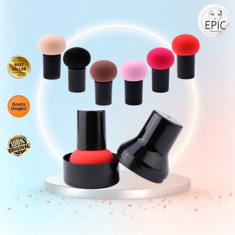 {Bisa kirim instant COD Medan Termurah}Spons Make Up Jamur Beauty Blender Bulat Gagang Makeup Tools Mushroom Blend Sponge Handle Murah Import