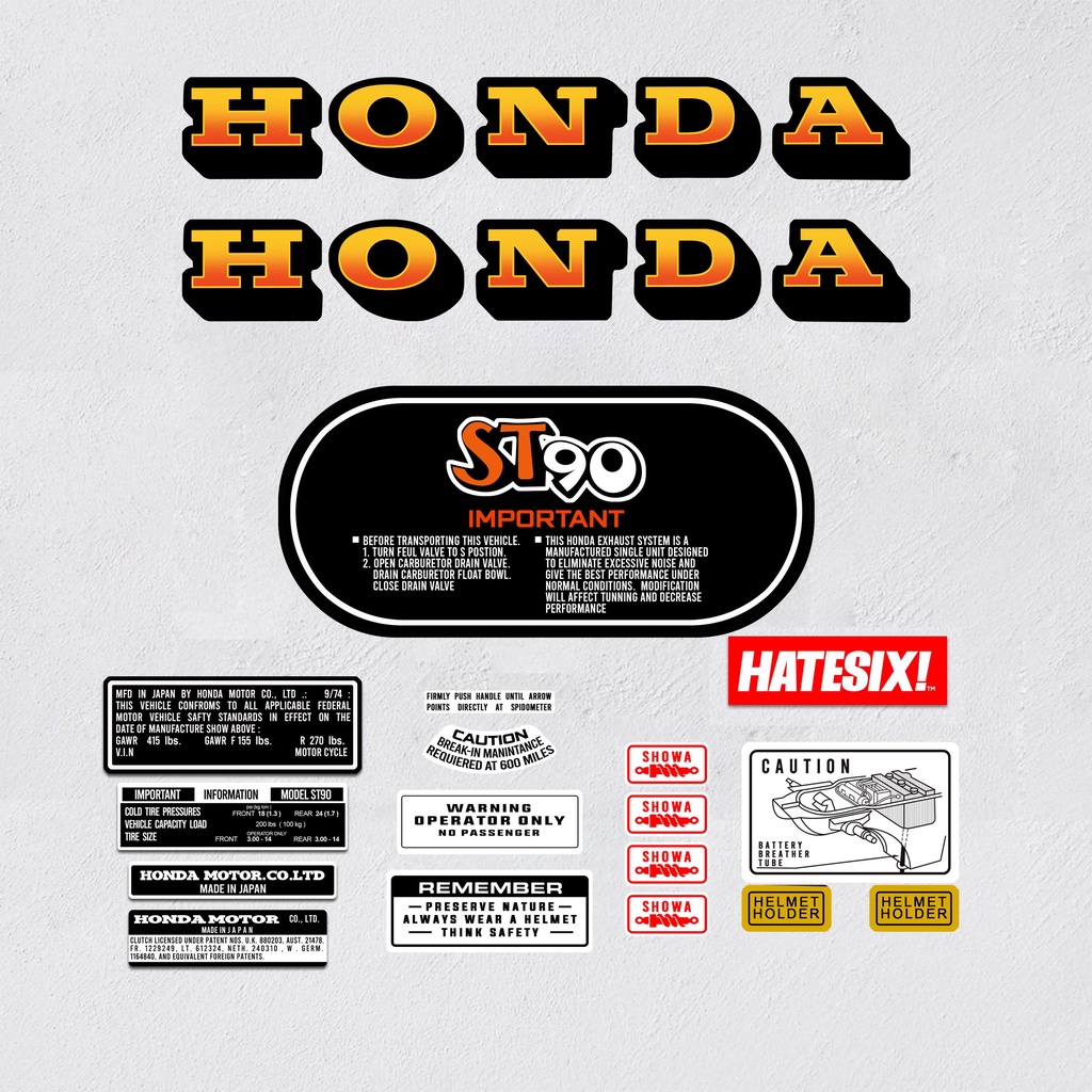 Sticker Stiker Decal Honda DAX ST90 ST 90 1973 Hatesix