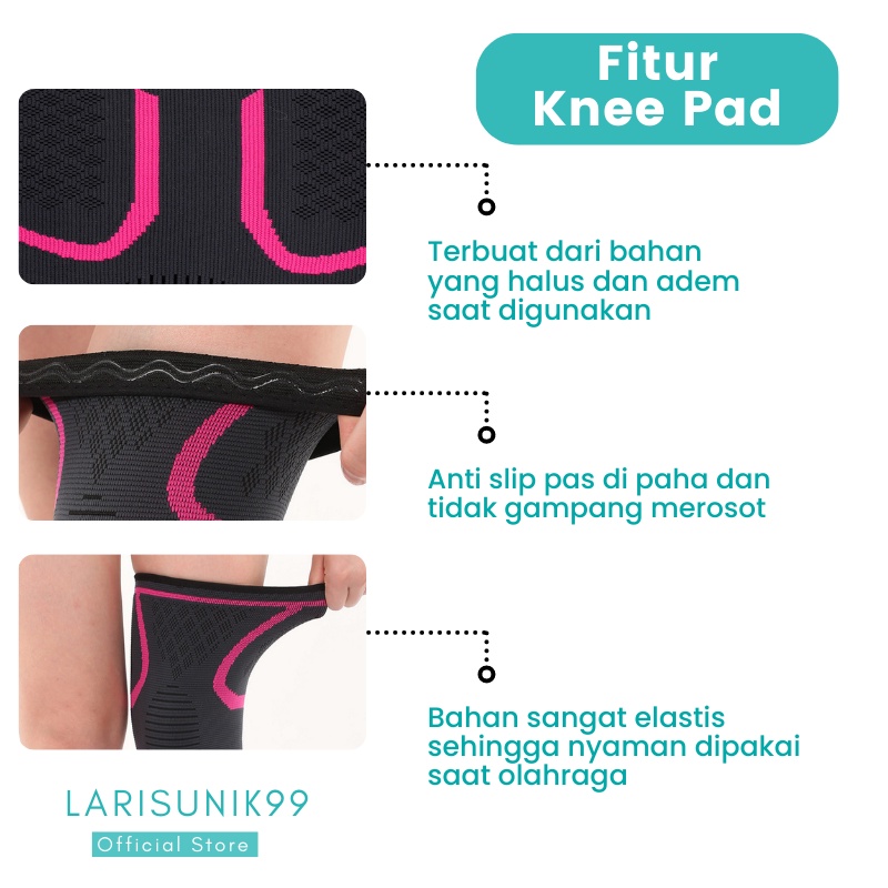 Deker Lutut Perlengkapan Olahraga Fitness Knee Compression Pad Support Elastis Pelindung Lutut