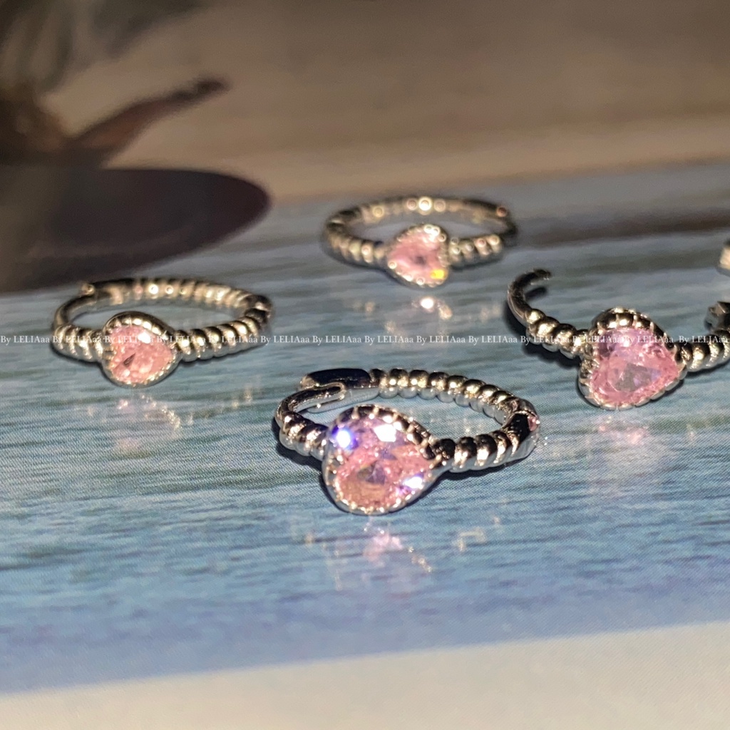 AY(CN) Anting Bentuk Hati Kristal Pink Anting Hoop Korea Silver Untuk Aksesoris Perhiasan Wanita