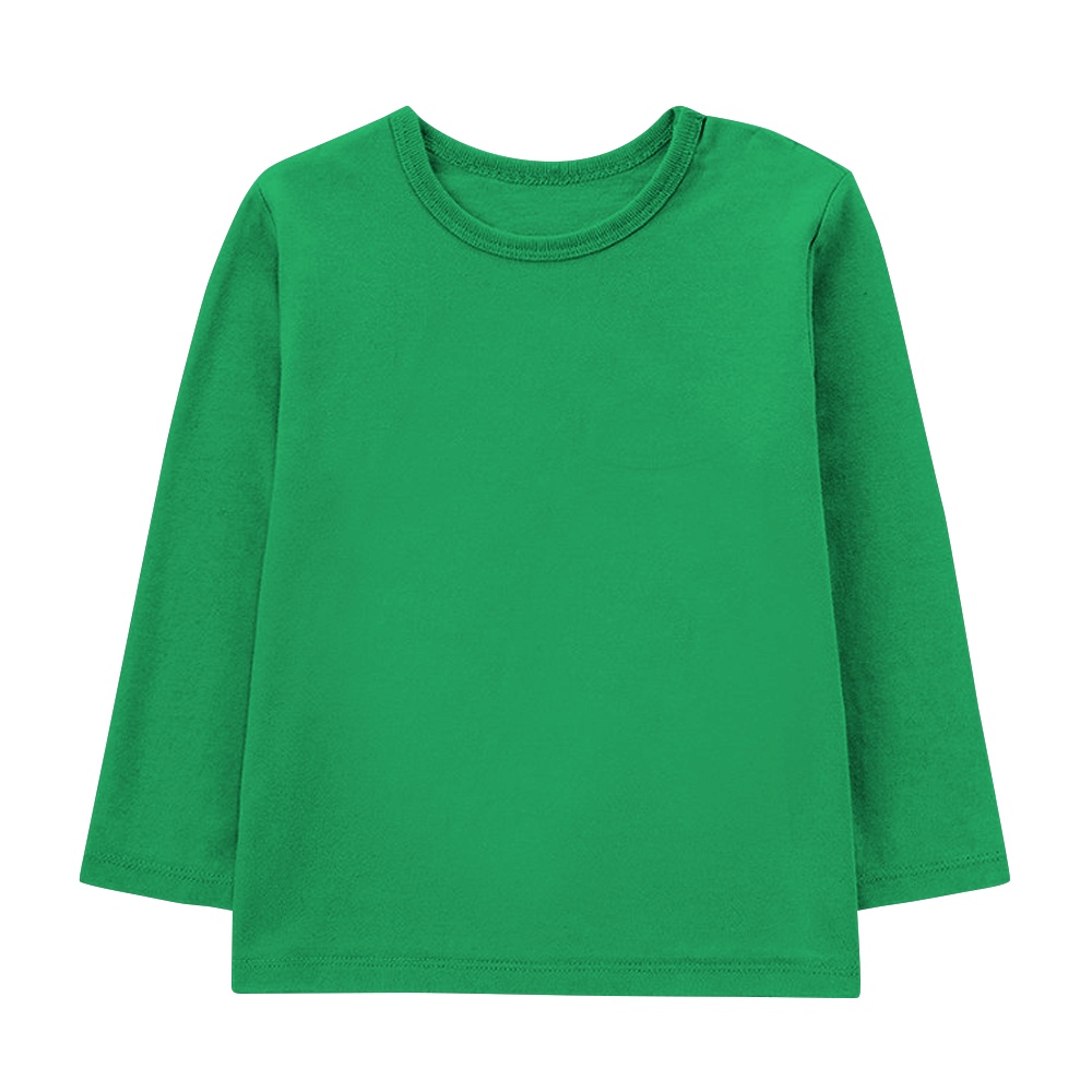 Kaos Polos Lengan Panjang Anak Laki-laki dan Perempuan Unisex 1-12 tahun Warna Hijau Fuji