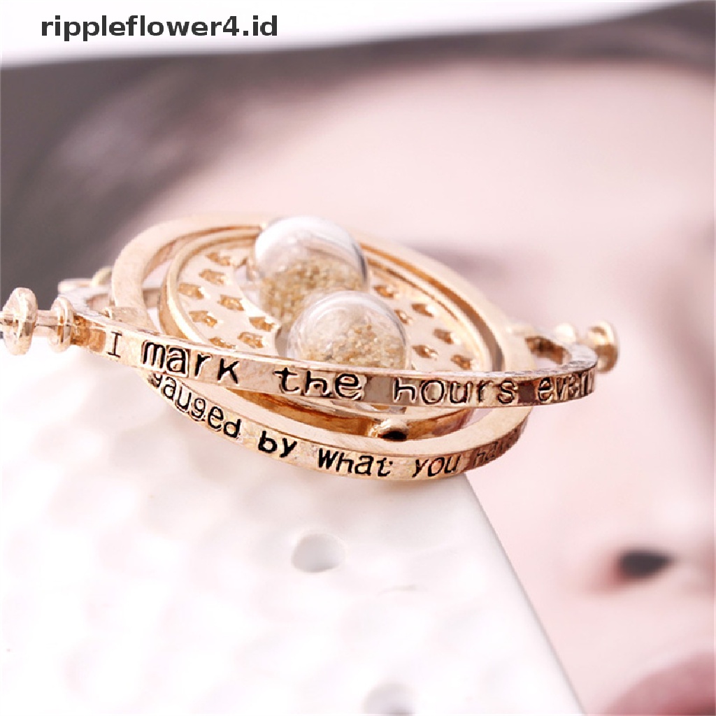 {rippleflower4.id} Jam Pasir Kalung Untuk Perempuan Mode Baru Vintage Kalung Liontin Rantai Emas~