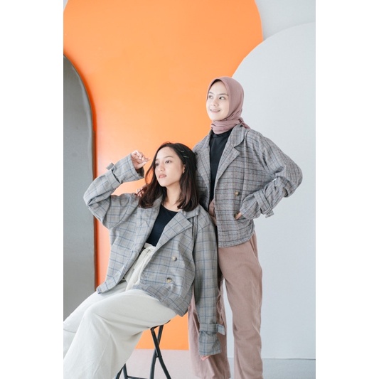 Jelena Blazer Motif Korea Tartan Syamaita Series Semi Wool
