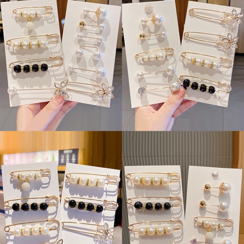 12pcs / Set Bros Pin Aksen Mutiara Gaya Korea Untuk Aksesoris Pakaian Wanita