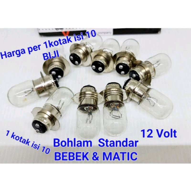 Bohlam depan motor dan matic Lampu Depan Motor reteng Bohlam standar Universal harga 1Box isi 10pcs