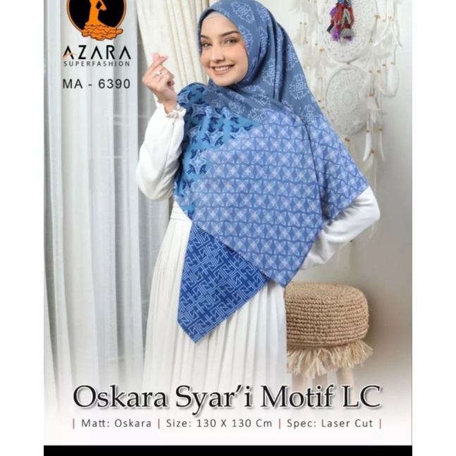 (130 x 130)jilbab segiempat syari motif azara ori 100%
