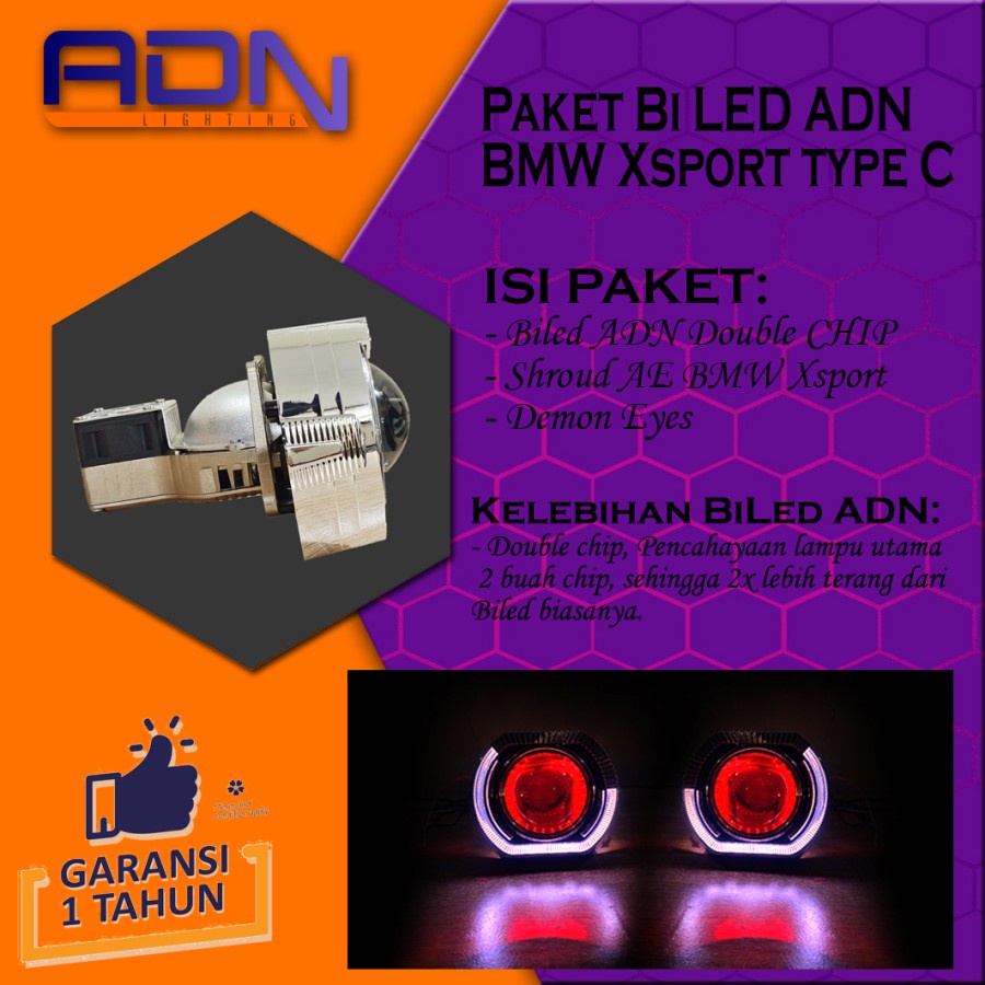 PAKET BILED LED PROJECTOR 3 INCH SHROUD BMW XSPORT ADN NOT AES VAHID By ADN