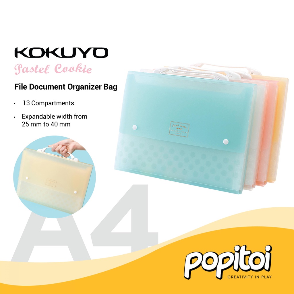 

Kokuyo Pastel Cookie File Document Organizer Bag A4 Folder Holder Map Bening Accordion Expandable